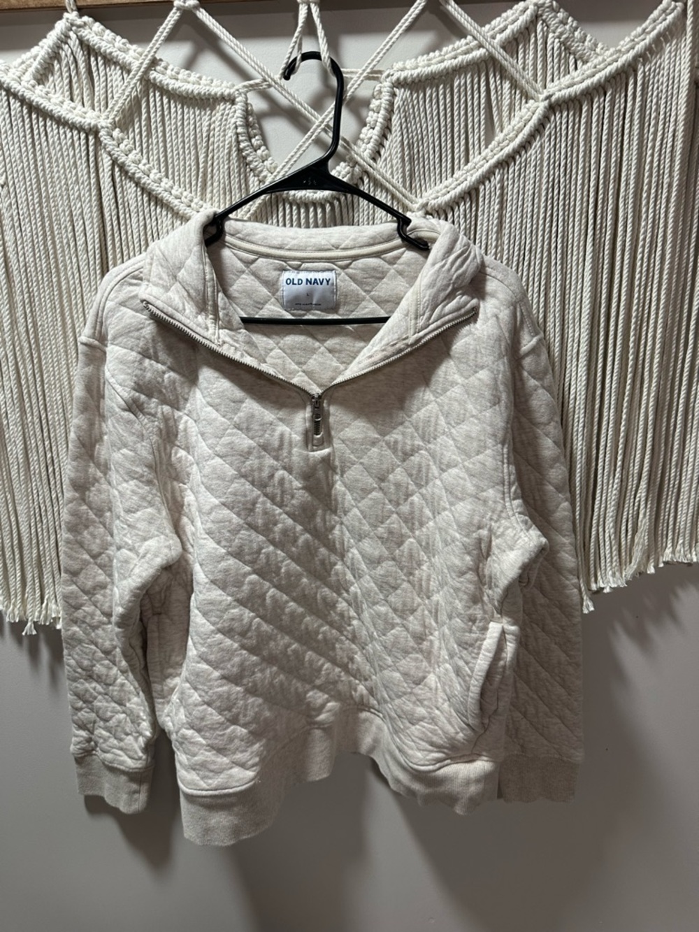 Old Navy Quilted Half-Zip Pullover in Ivory